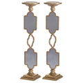 Set of 2 Gold and Gray Candle Holders C2106