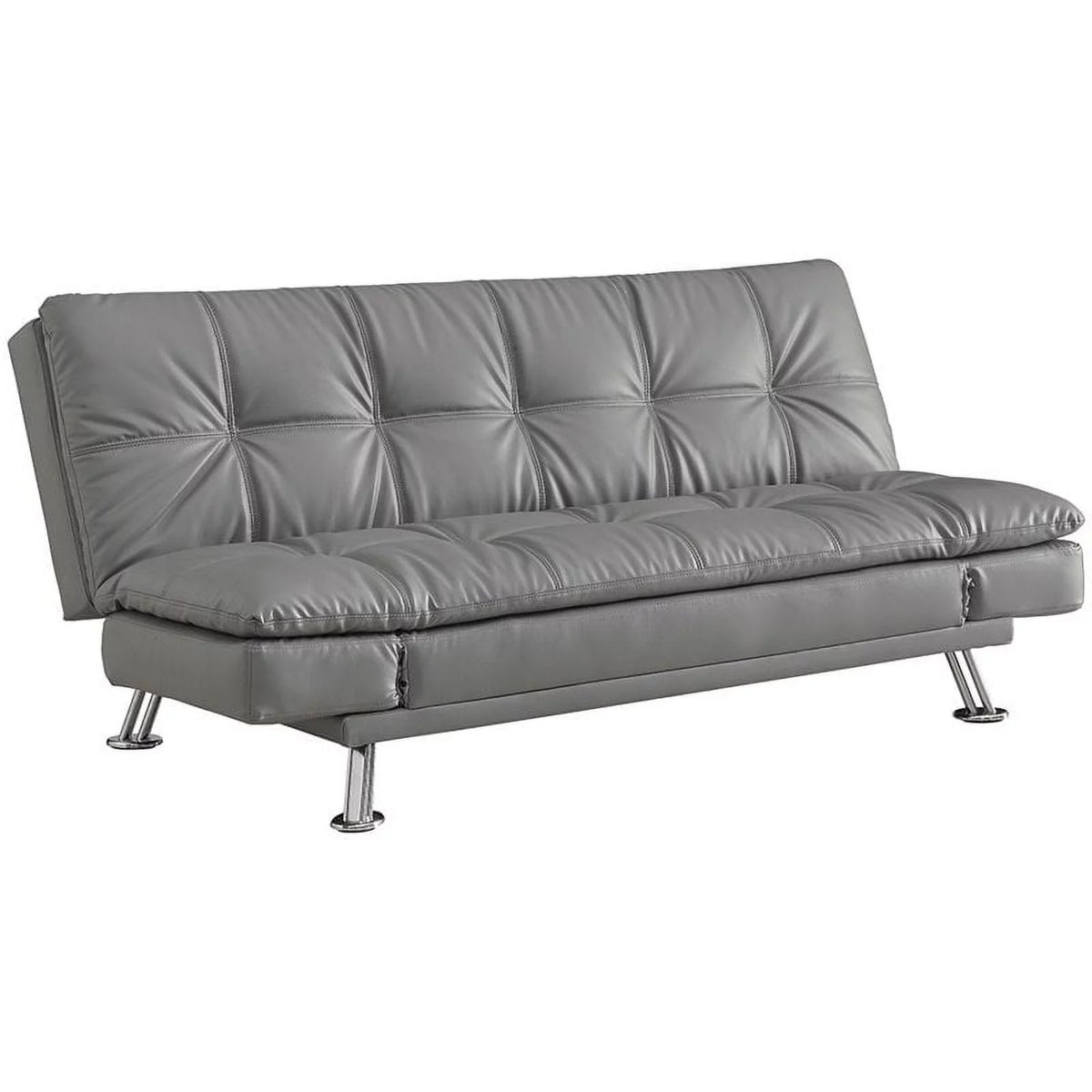 Dark Gray Faux Leather Tufted Sleeper Sofa R8964