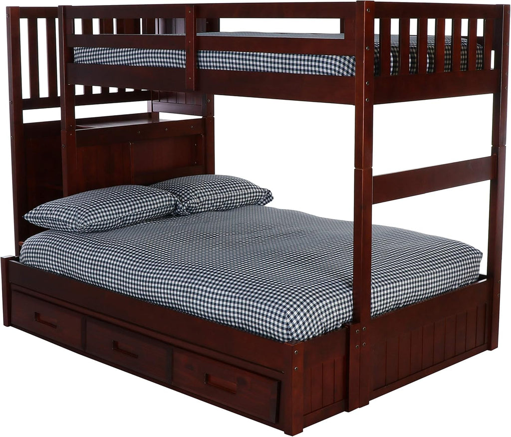 Twin Over Full Staircase Bunk Bed with 3 Drawers R956