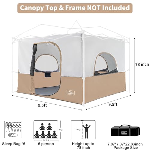 Khaki Camping Inner Tent for 10'x10' Straight Leg Canopy T7462