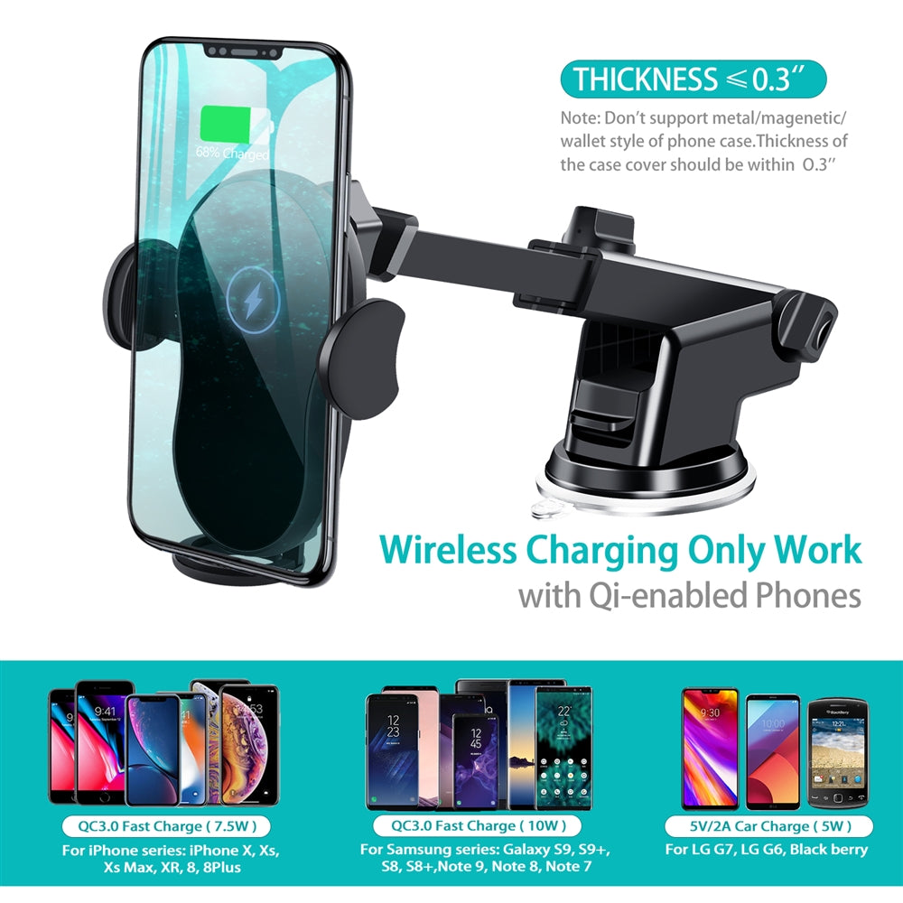 Wireless Car Charger Mount for iPhone 14/13/12/11/X/8 Series F190451