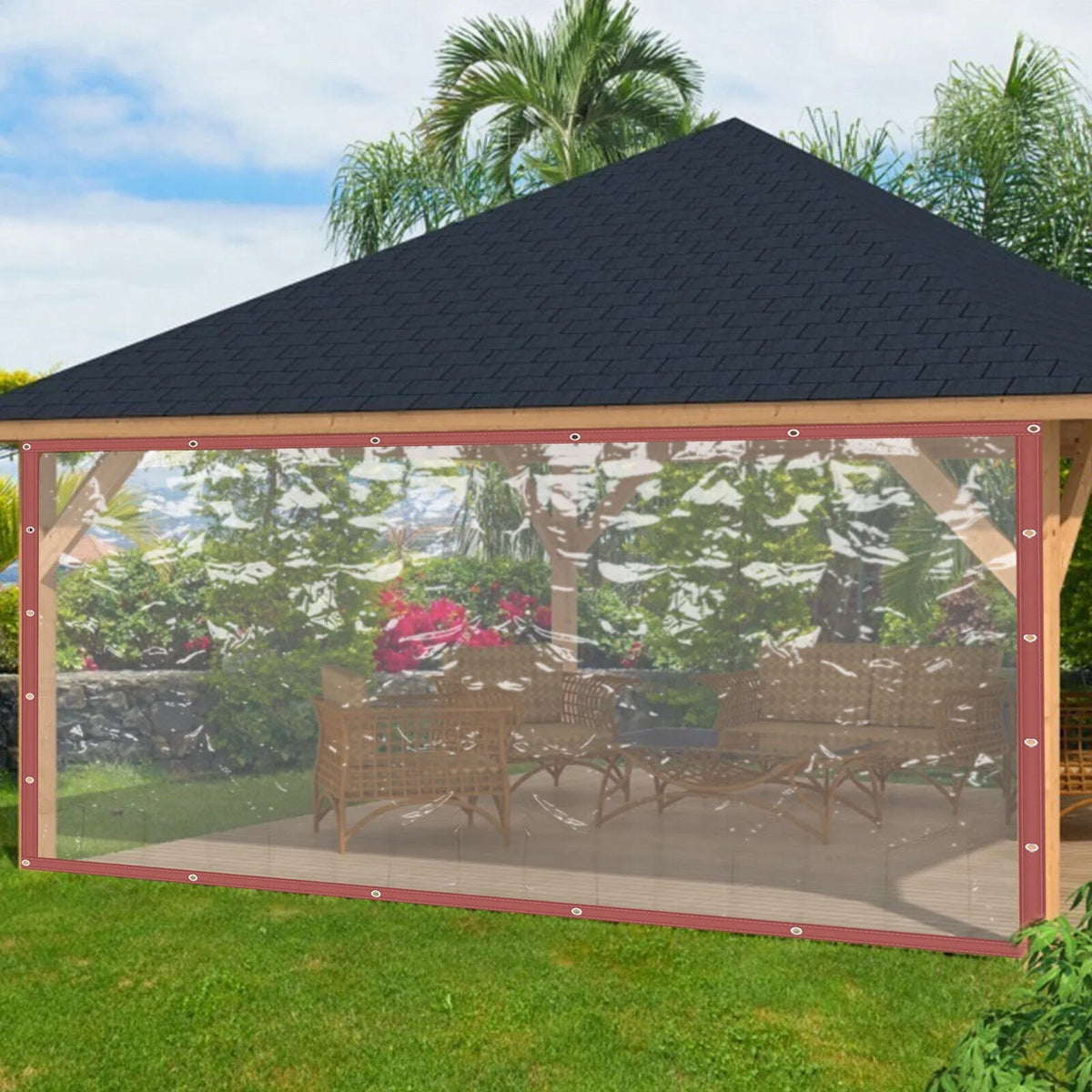 Brown Clear Awning Canopy Tarpaulin F4901