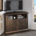 Rustic Oak Corner TV Stand with Storage Cabinets A1625