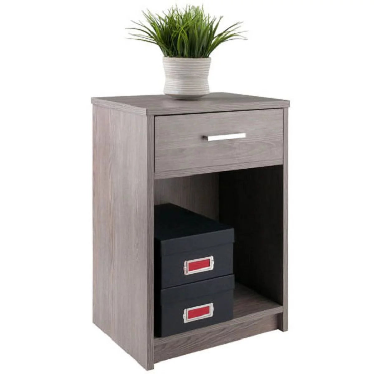 Ash Grey Wood Accent Table with Open Cabinet W448915