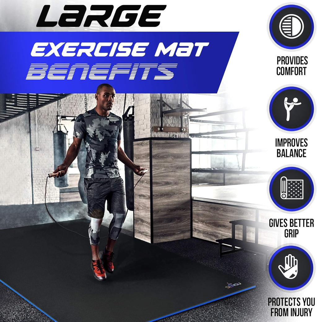 Large Exercise Mat 6’ x 4’ x 8.5mm Extra Thick Non-Slip Workout Mat R305
