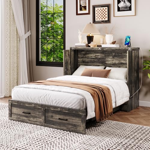 Queen Murphy Bed with Charging Station and Storage J6586
