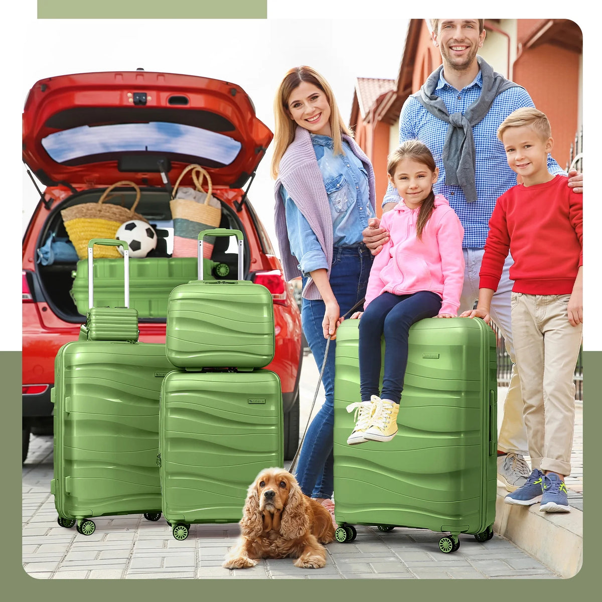 5 Luggage Sets PP Hardside Spinner Luggage Expandable Carry-on Suitcase P3294