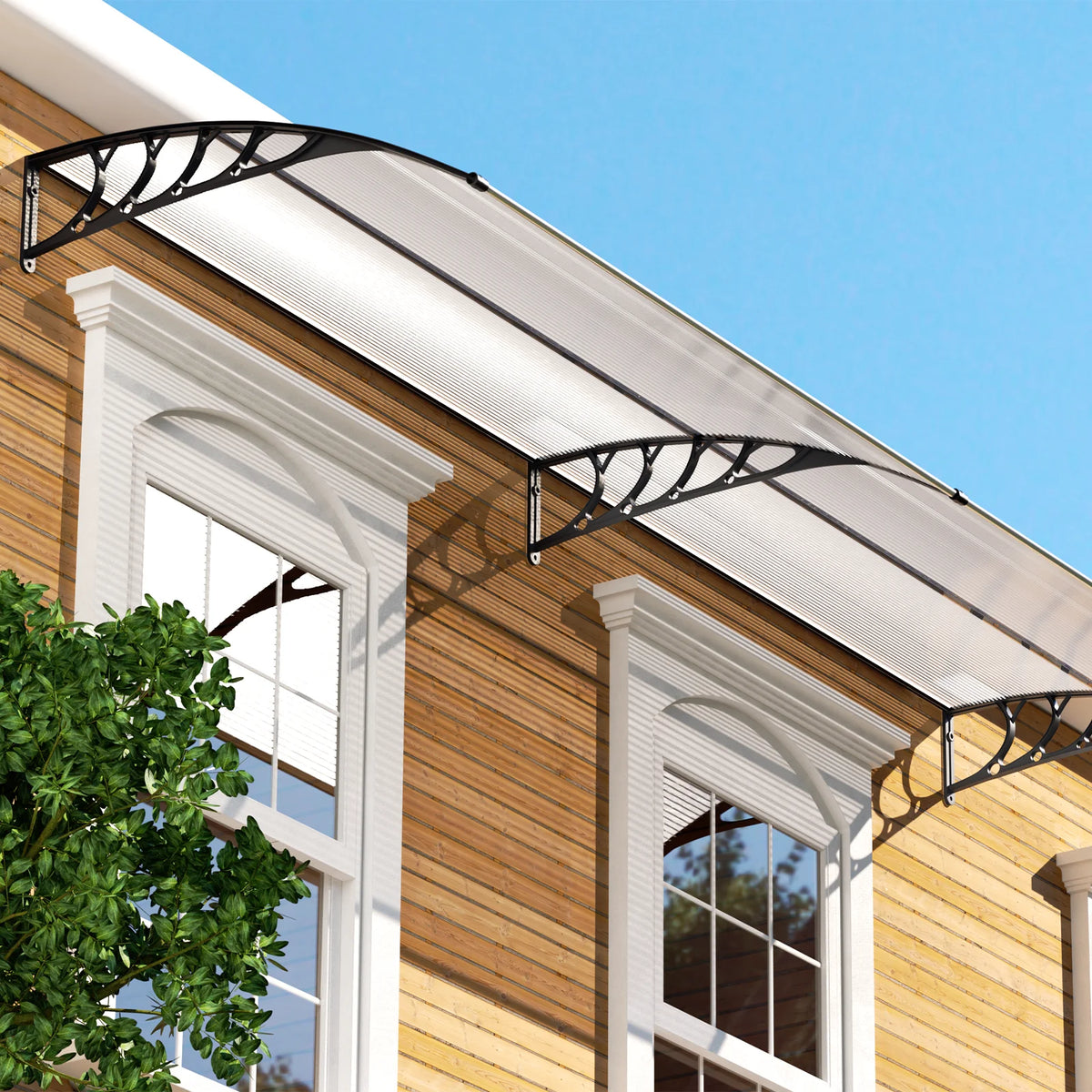 Black Polycarbonate Window Awning & Door Canopy (118x 35) U375885