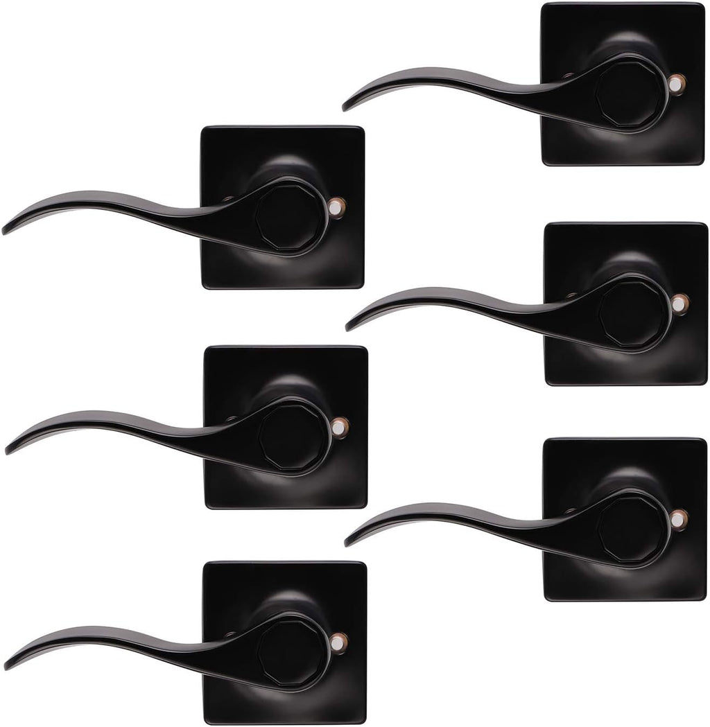 Black Keyless Privacy Door Lever Handles 5 Pack A354