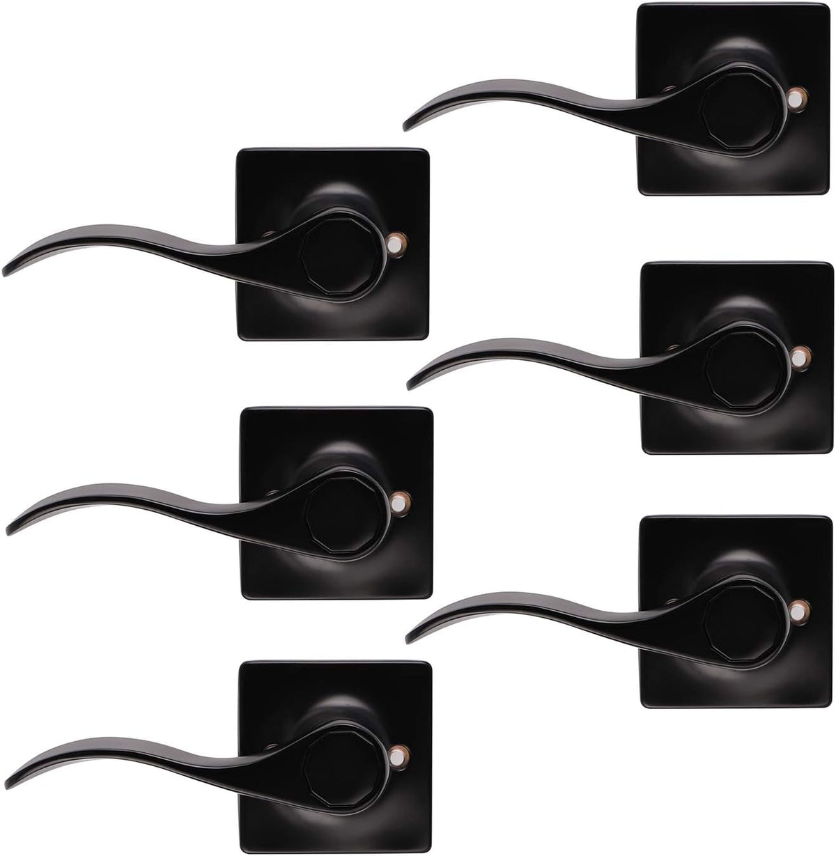 Black Keyless Privacy Door Lever Handles 5 Pack A354
