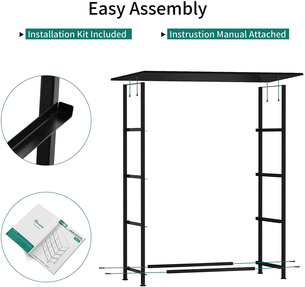 4 Drawers Dresser Storage Tower Black Grey E3423