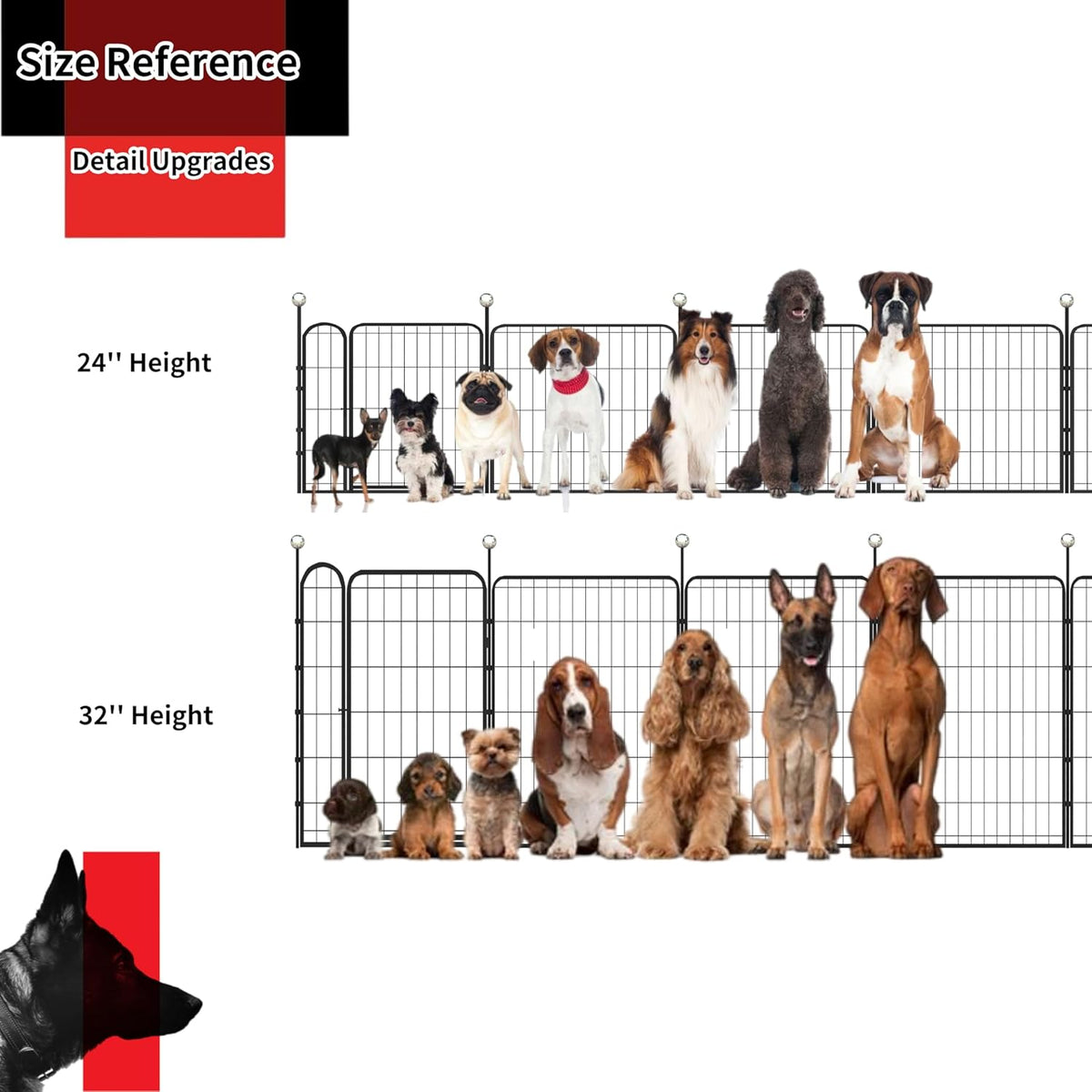 32'' Portable Metal Dog Playpen with 6 Panels X421