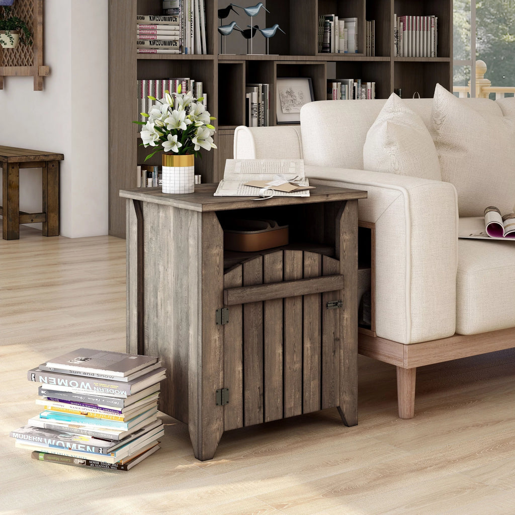 Rustic Oak 20-inch 2-Shelf Side Table Set of 2 P85565