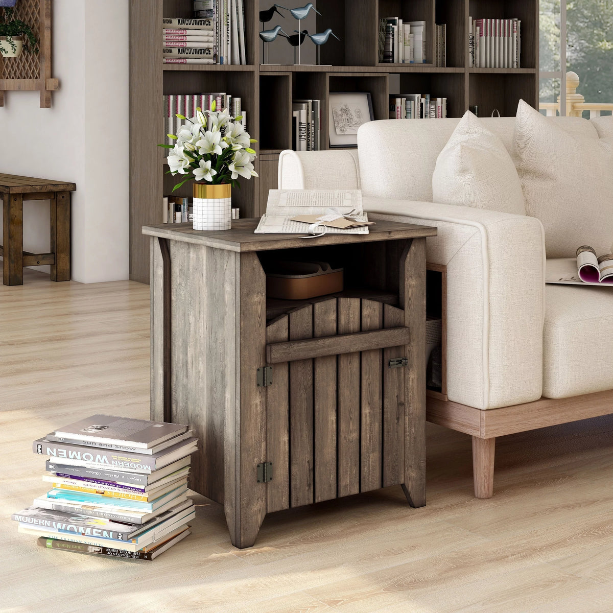 Rustic Oak 20-inch 2-Shelf Side Table Set of 2 P85565
