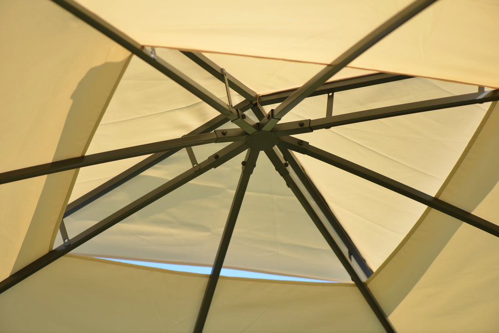 Beige Double Tiered Outdoor Patio Gazebo with UV Protection C3217