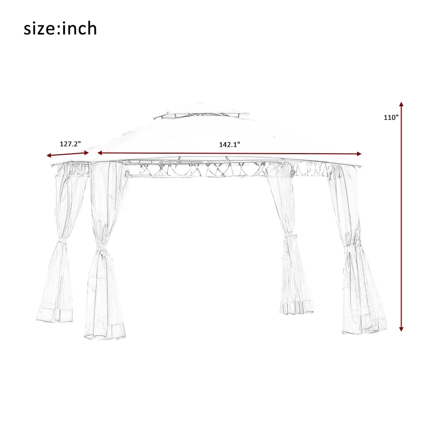 Beige Double Tiered Outdoor Patio Gazebo with UV Protection C3217
