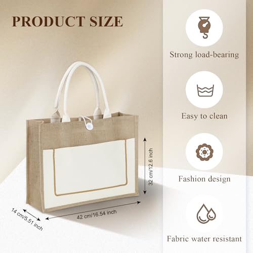 10 Pack Reusable Jute Canvas Tote Bags with Handles X1782