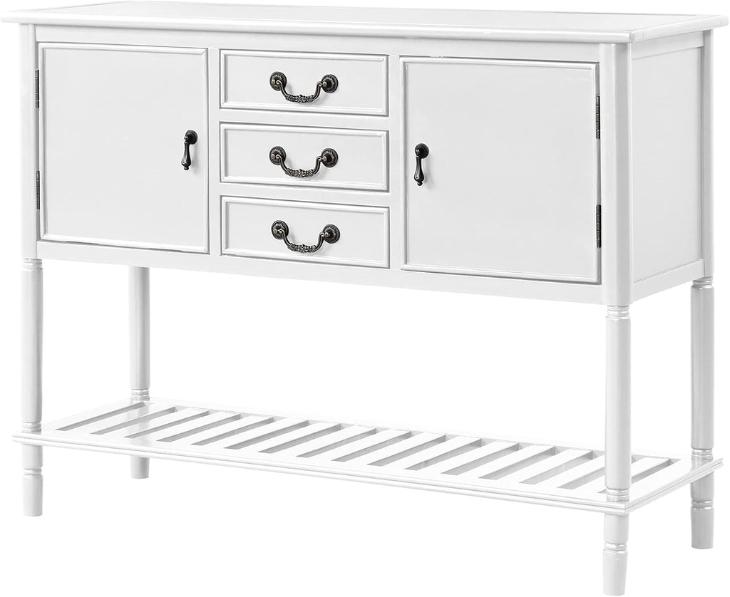 Solid Wood Console Table with 3 Drawers, 2 Cabinet and 1 Shelf F93453
