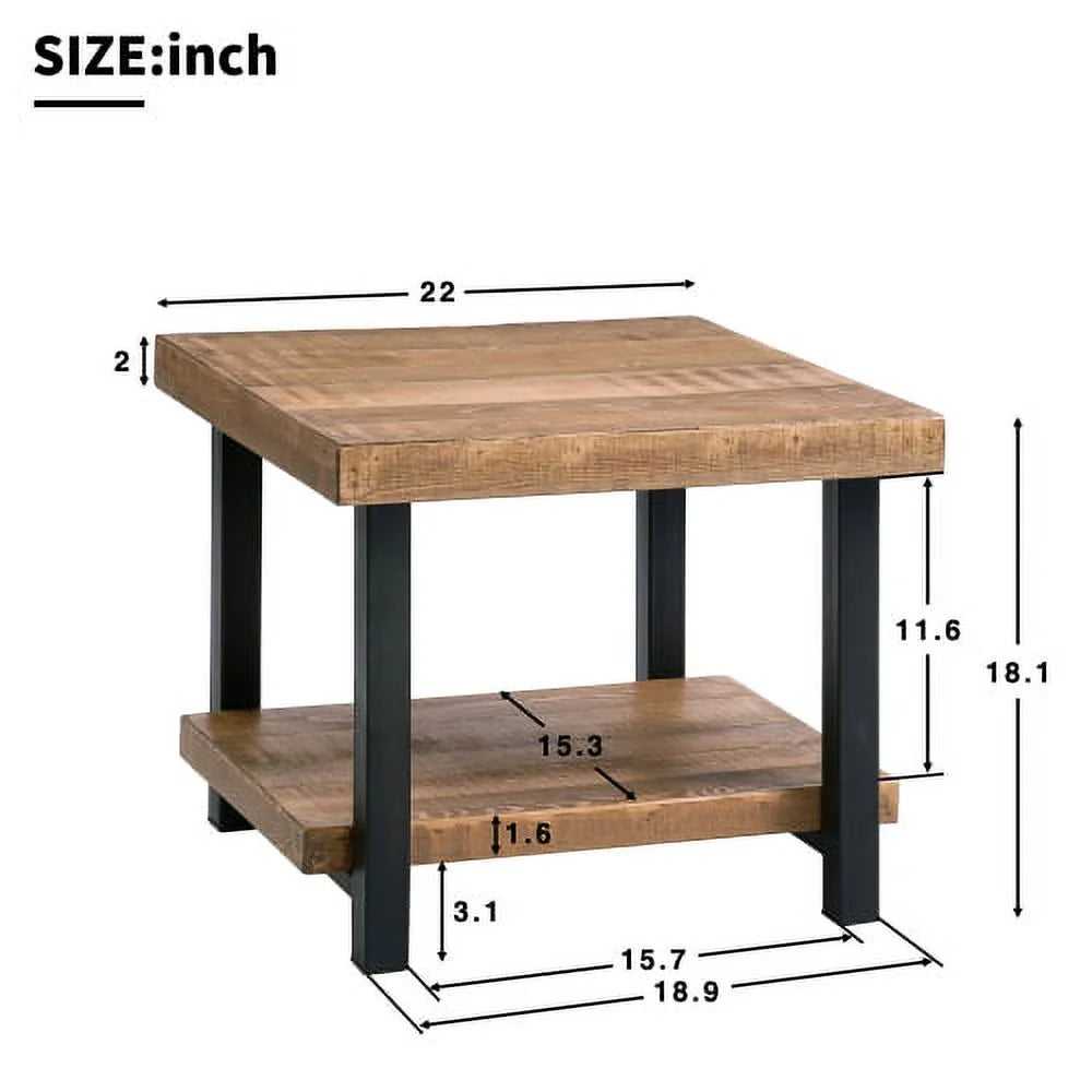 Rustic Natural Coffee Table with Storage Shelf Q129230