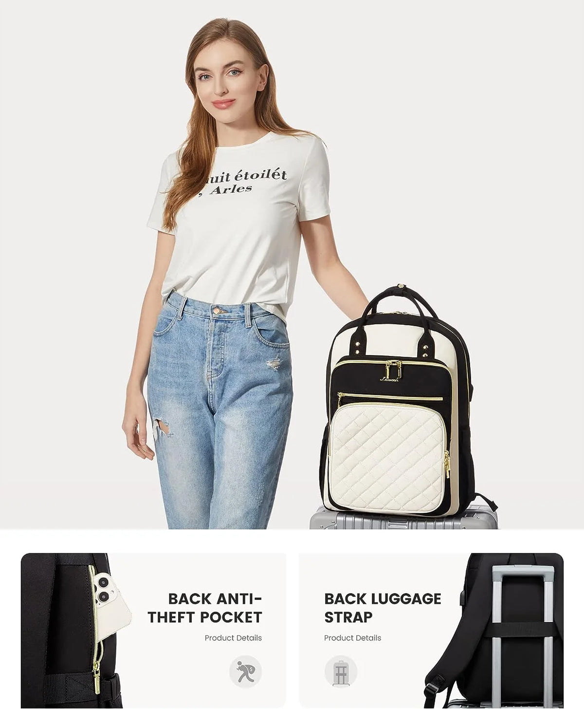 Laptop Backpack with 15.6 inch Laptop Compartment, Lightweight Travel Daypack with USB Port O79440