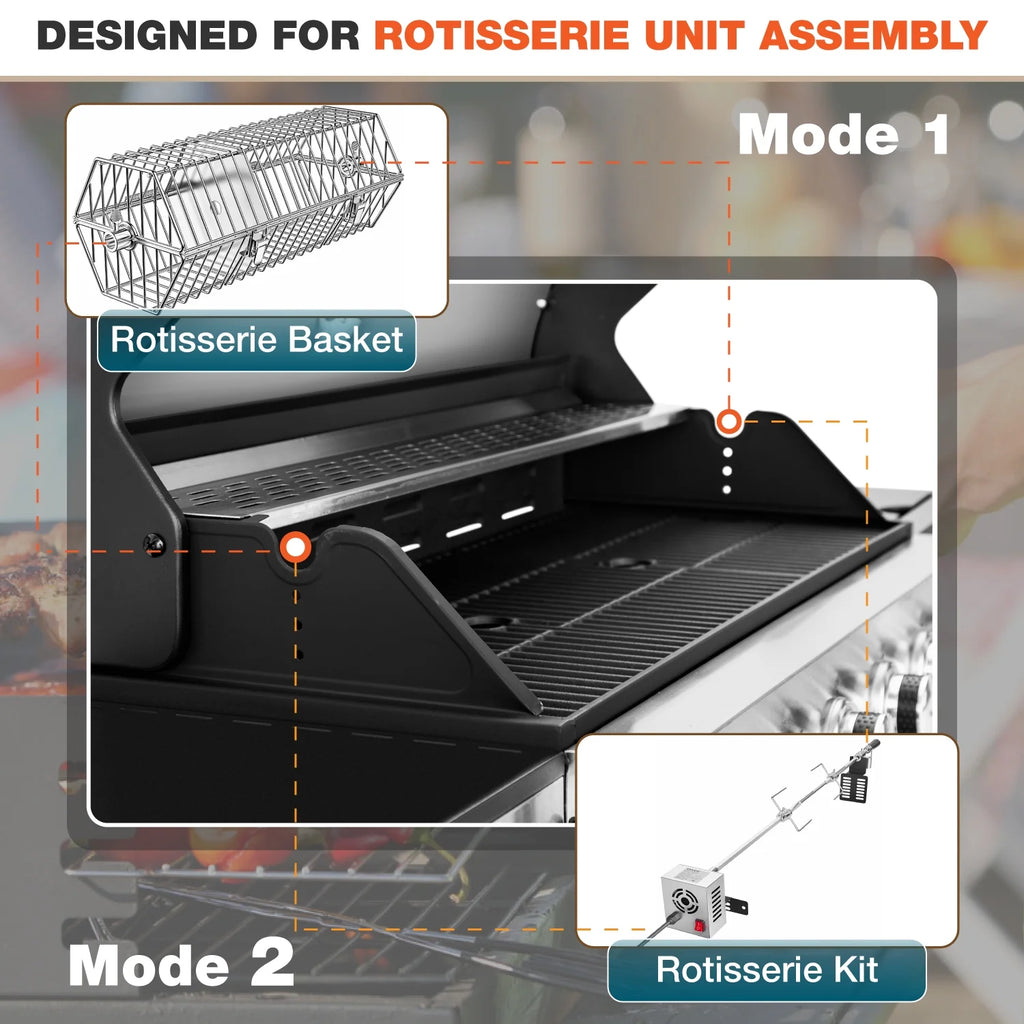 6 Burner Propane Gas Grill with Side Burner Stainless Steel T310