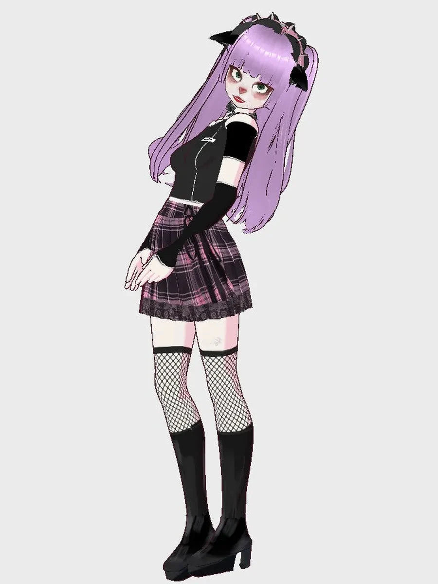 Pink Plaid Lace Skirt C96207