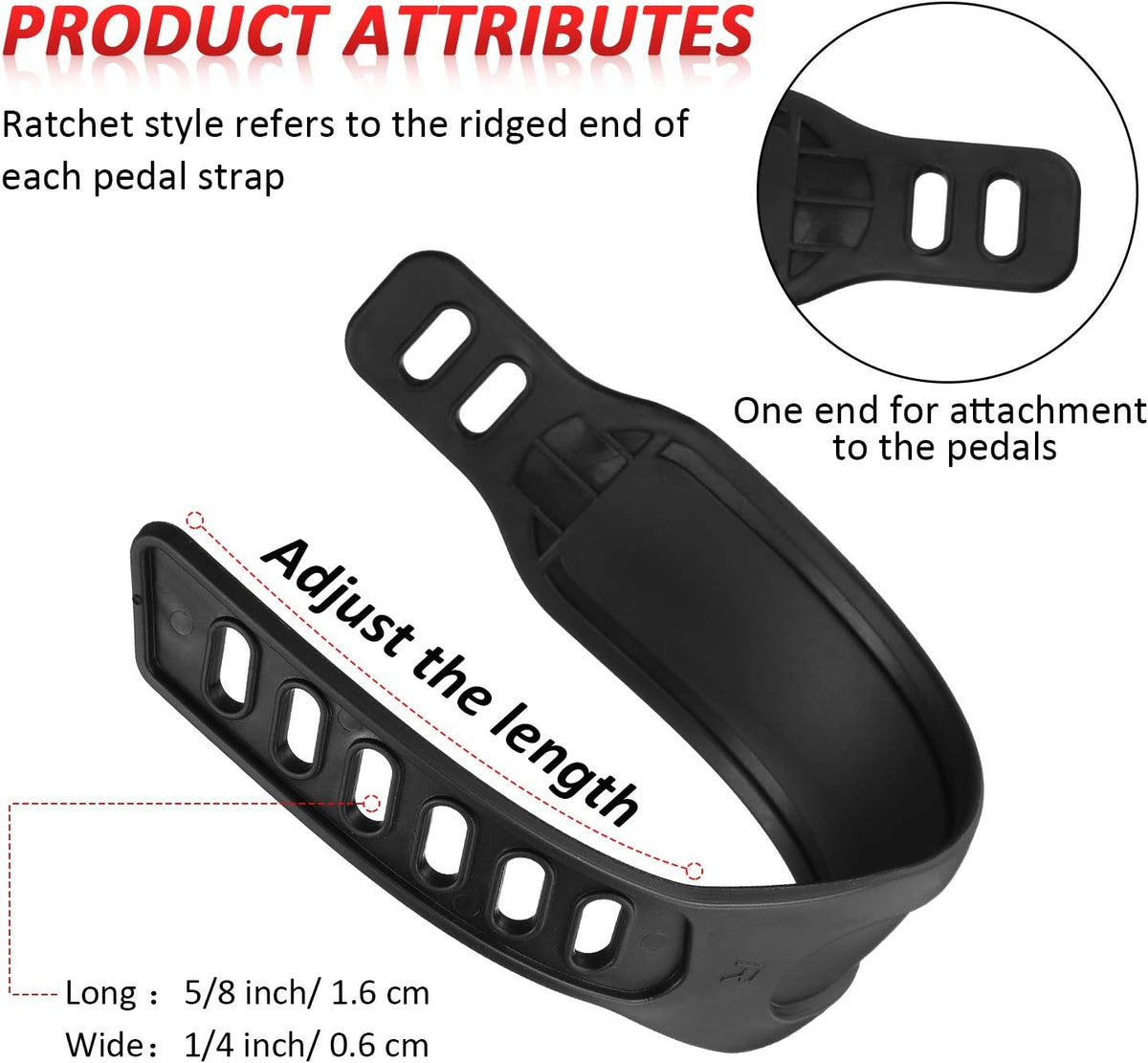 2 Pairs Universal Pedal Straps 1.7 x 12 Inch A65447