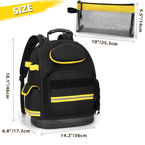 Heavy Duty Black Tool Backpack with 3 Pouches C50626