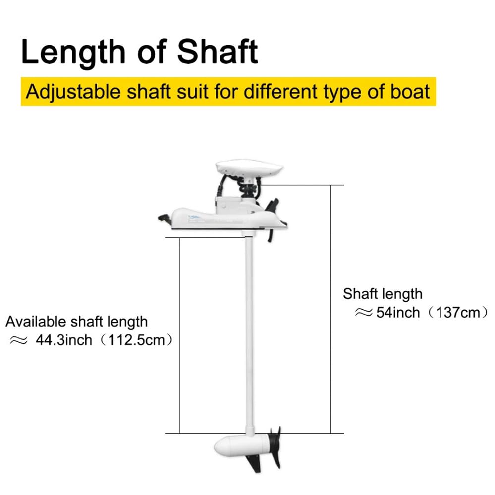 White 12V 55LBS 54 Inch Bow Mount Trolling Motor with Remote Control Y34037