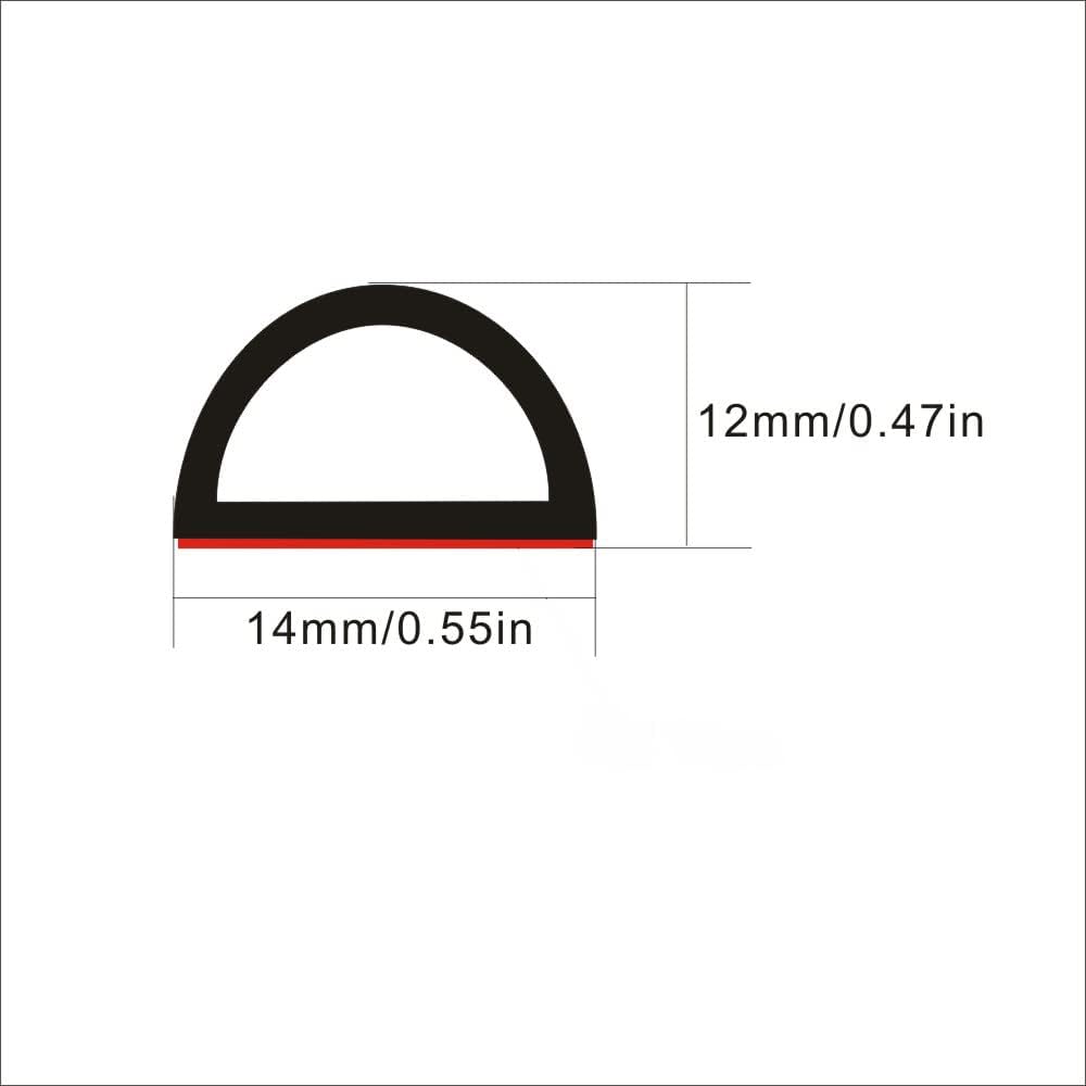 Universal D-Shape EPDM Rubber Door Seal Strip Self Adhesive 20 FT Pack of 2 H8316