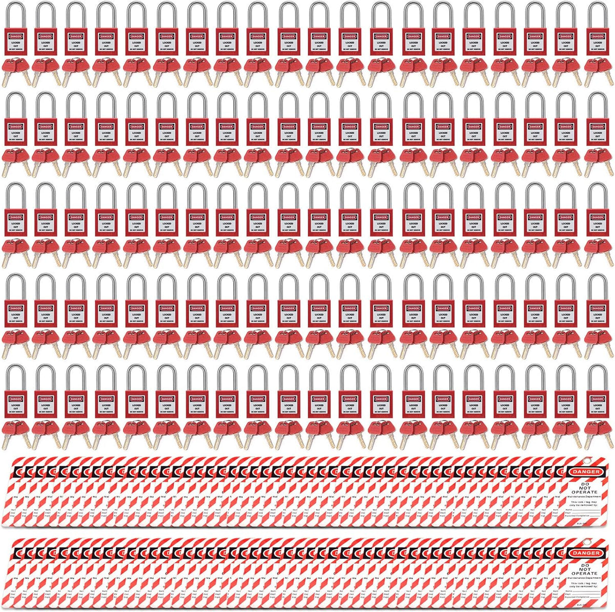 50 Locks 50 Tags Red Lockout Tagout Safety Padlocks Kit J3912