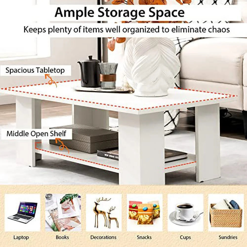 White Coffee Table with Storage X7073