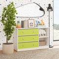 White Wide Dresser with 3 Fabric Bins N30046