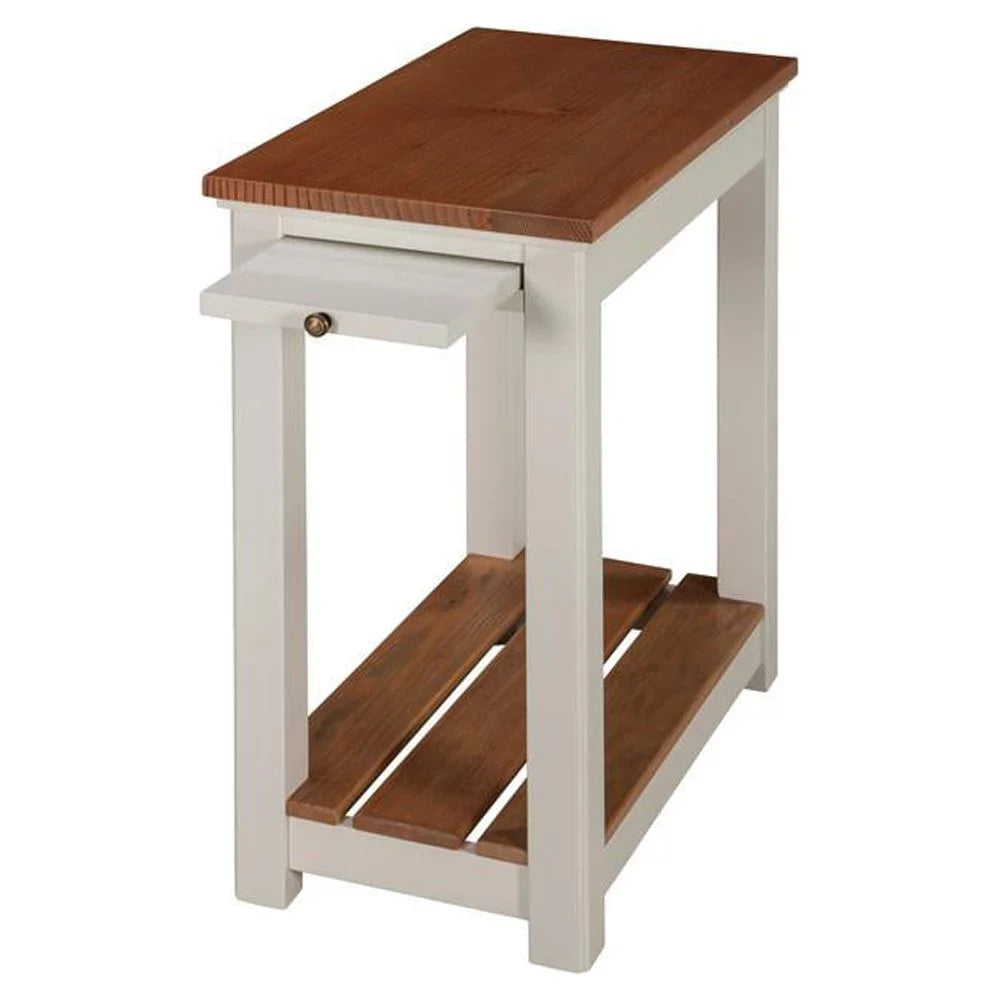 Ivory End Table with Pull-out Shelf S8482