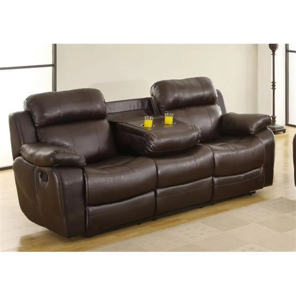 Brown Double Reclining Sofa with Cup Holders N2525
