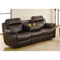 Brown Double Reclining Sofa with Cup Holders N2525