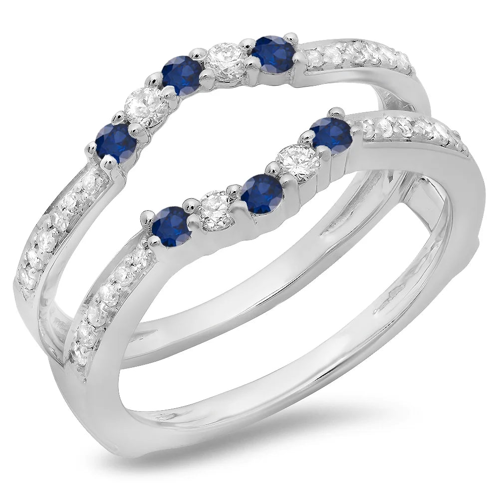 18K White Gold Sapphire Diamond Ring Y47929