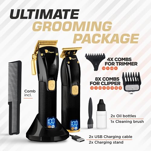 Professional Hair Clippers Set Turbo Power with Precise Cutting, Cordless Hair Clippers and Trimmers Set J4939