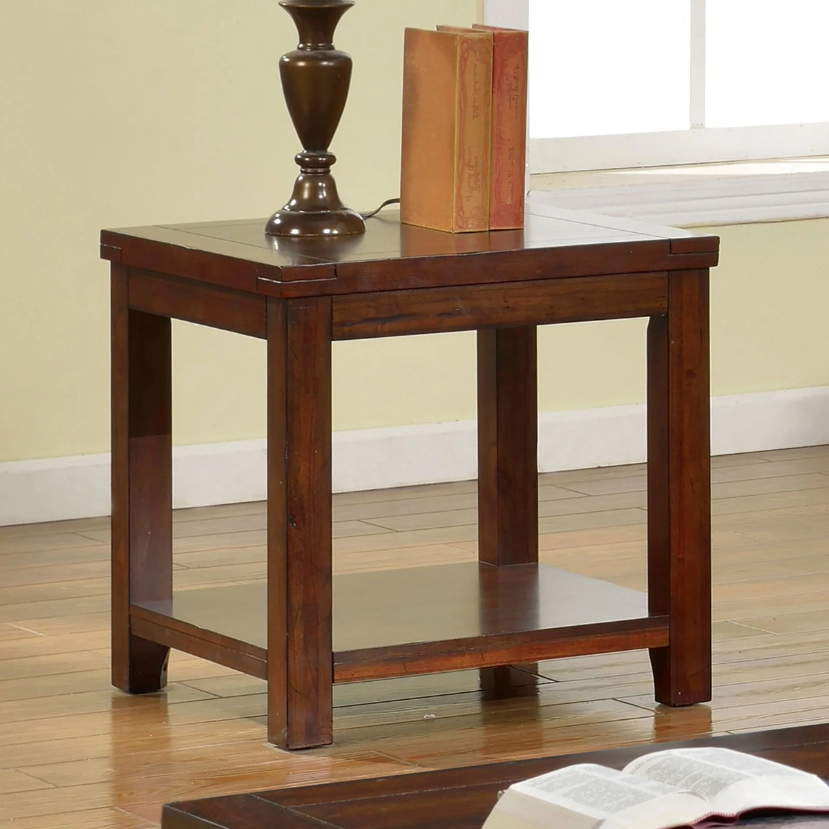 Dark Cherry Open Shelf End Table M912