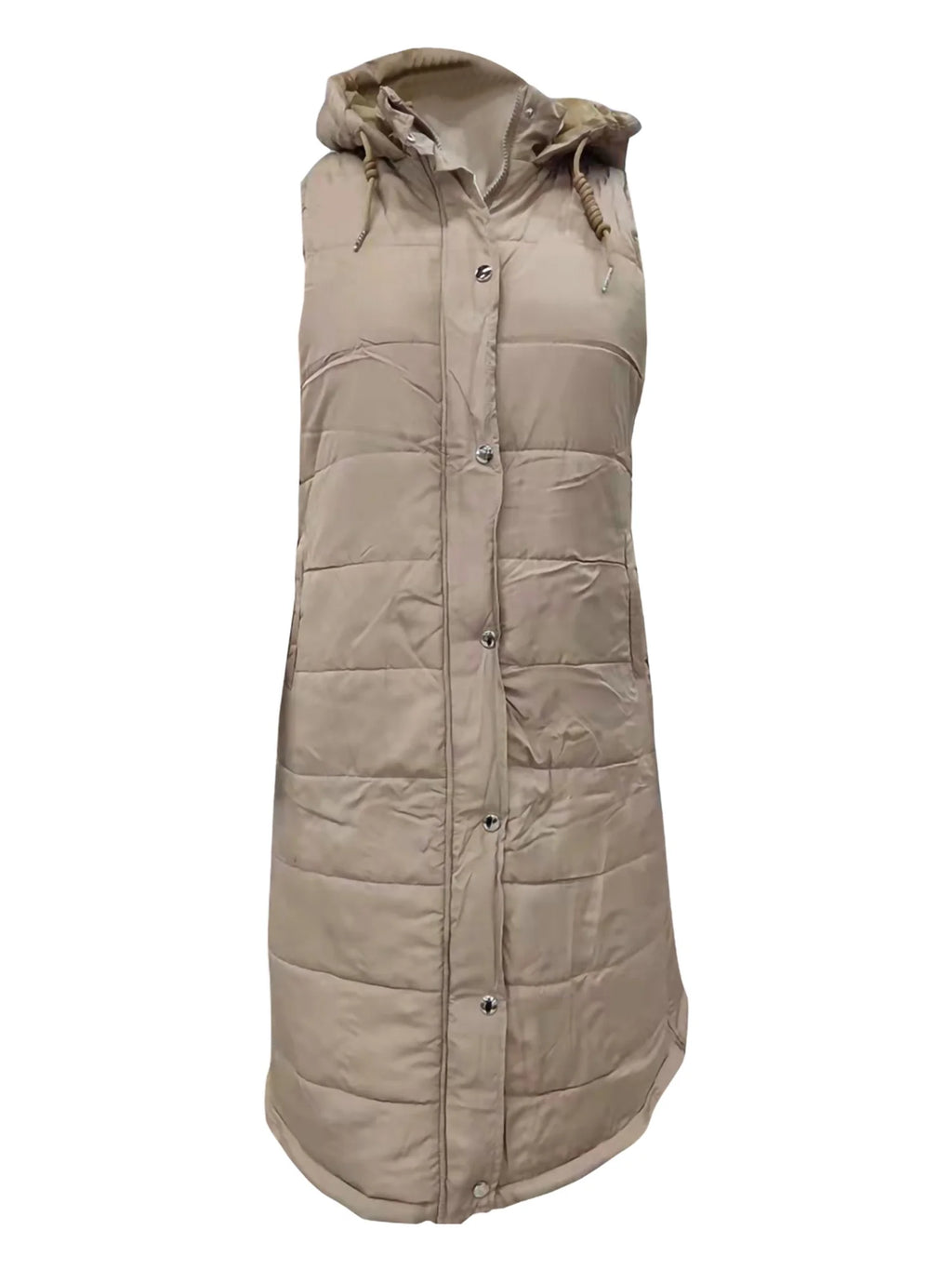 Women's Hooded Down Vest Sleeveless Puffer Jacket with Pockets E8212