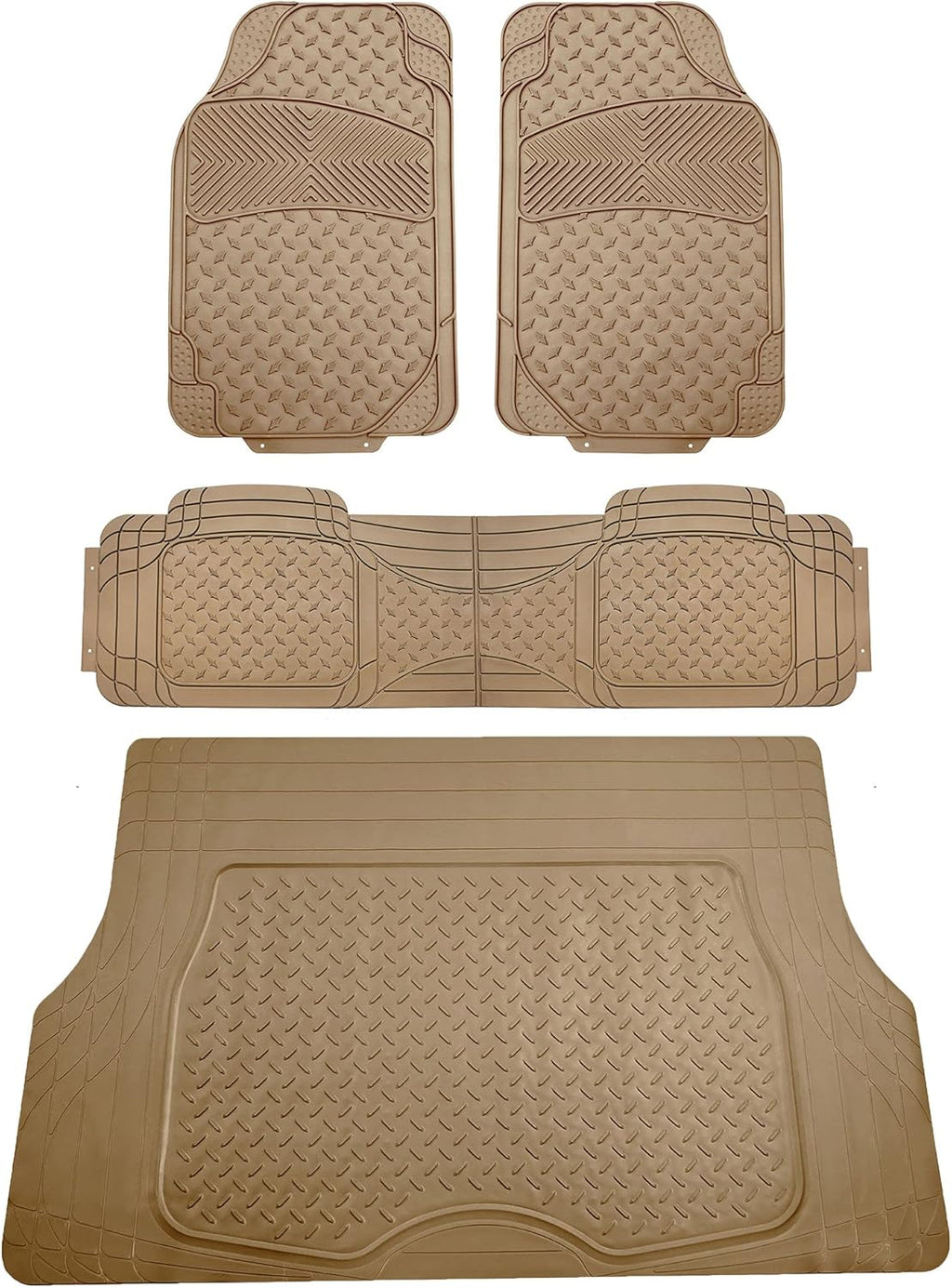 Beige Trimmable All Weather Car Floor Mats with Cargo Liner M3994