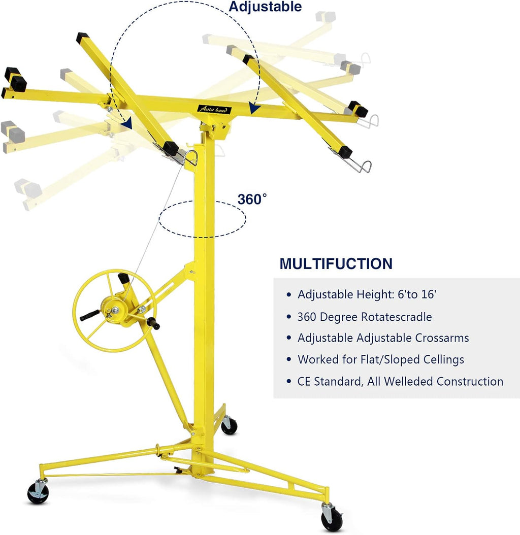 Drywall Lift Rolling Panel Hoist Jack Lifter 11FT B25017