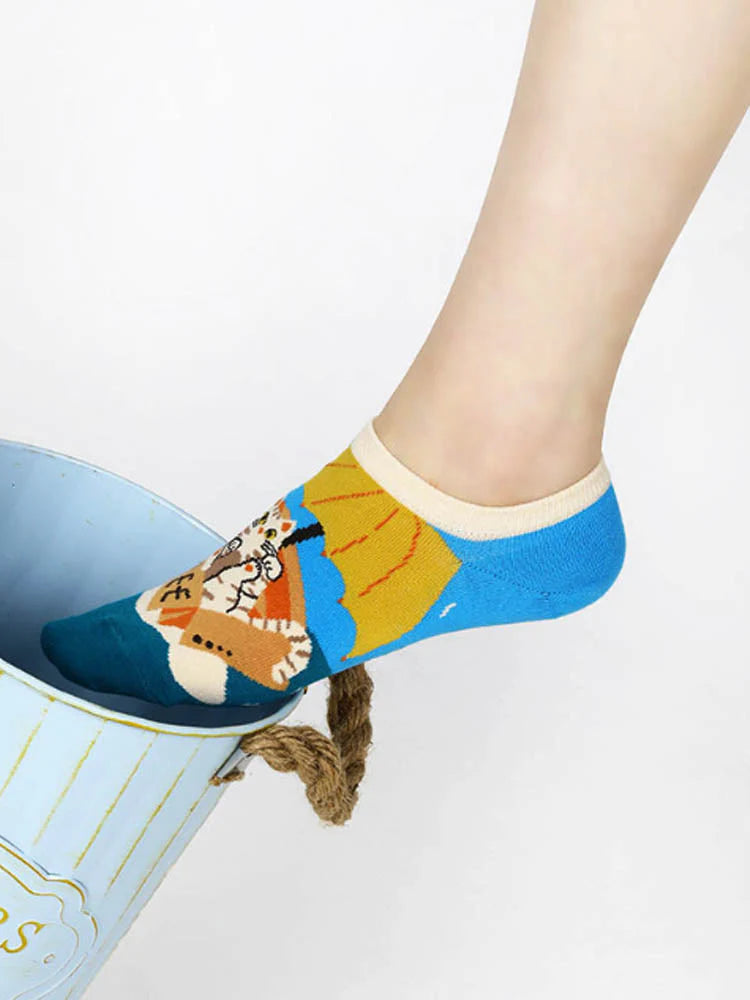 Cartoon Kitty Boat Socks Z273063