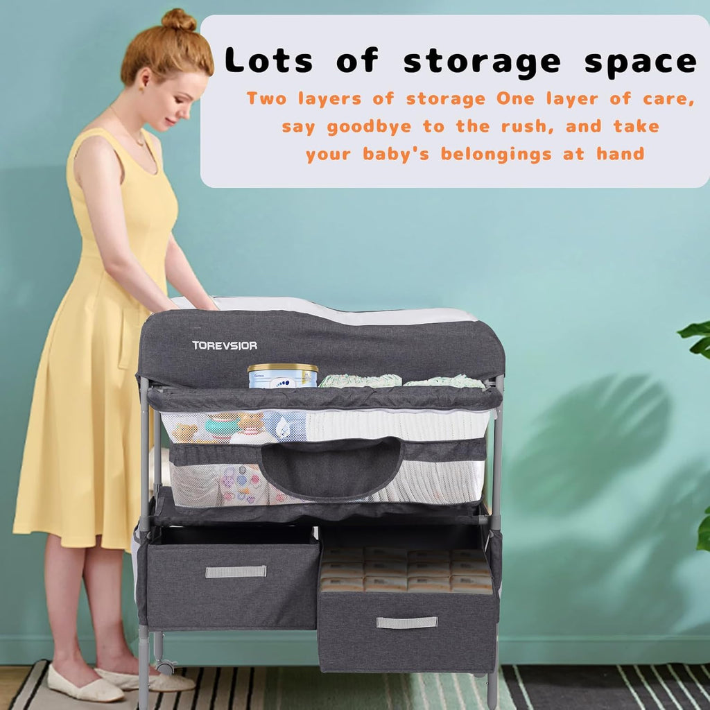 Portable Foldable Changing Table with 2 Storage Baskets U994740