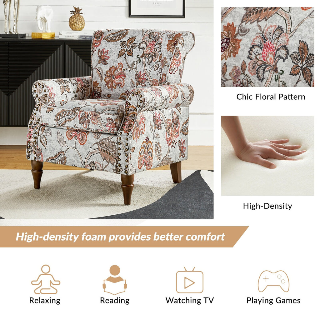 Pink Floral Accent Armchair W47668