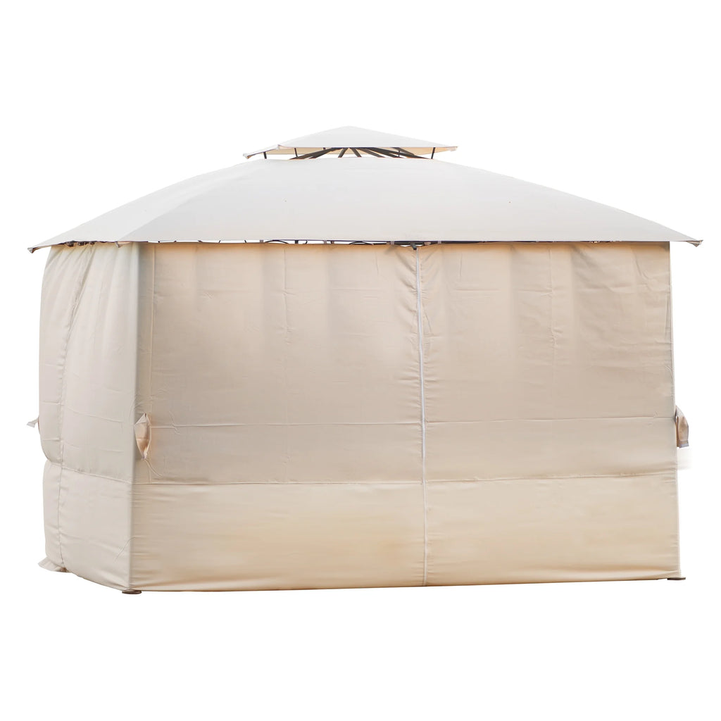 Beige Double Tiered Outdoor Patio Gazebo with UV Protection C3217