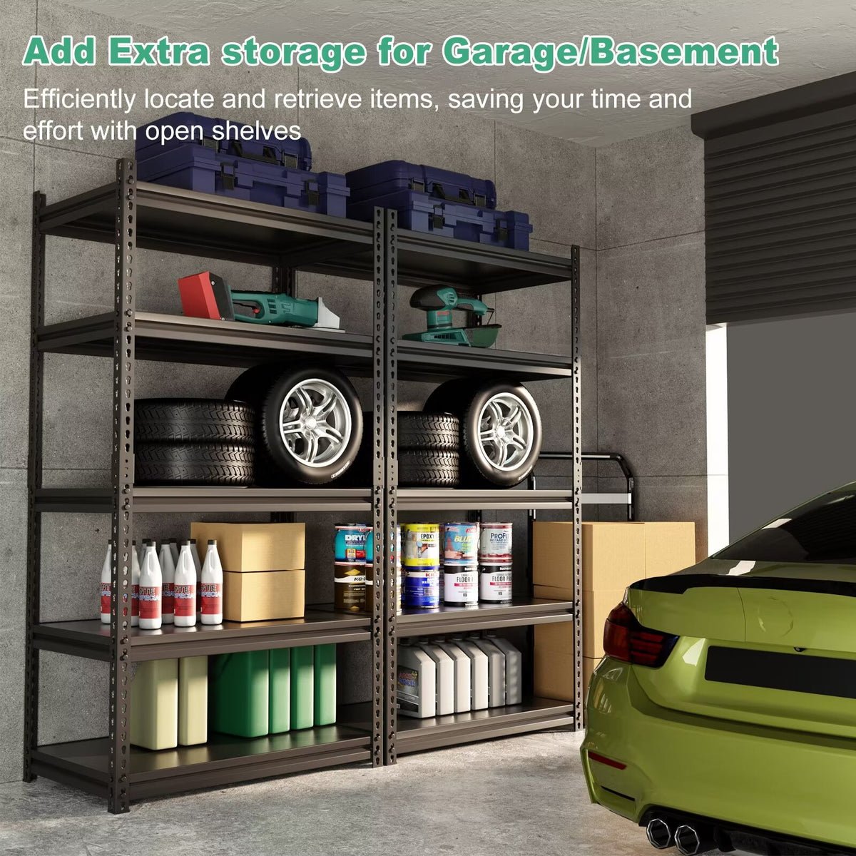 5 Tier Heavy Duty Metal Storage Shelves S2470