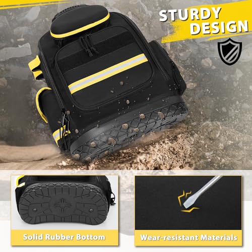 Heavy Duty Black Tool Backpack with 3 Pouches C50626