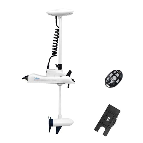 White 12V 55LBS 54 Inch Bow Mount Trolling Motor with Remote Control Y34037
