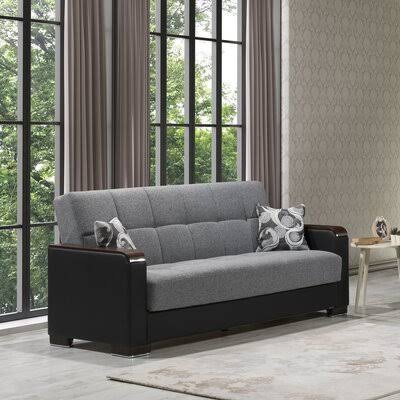 Gray/Black Chenille Square Arm Sleeper I666008